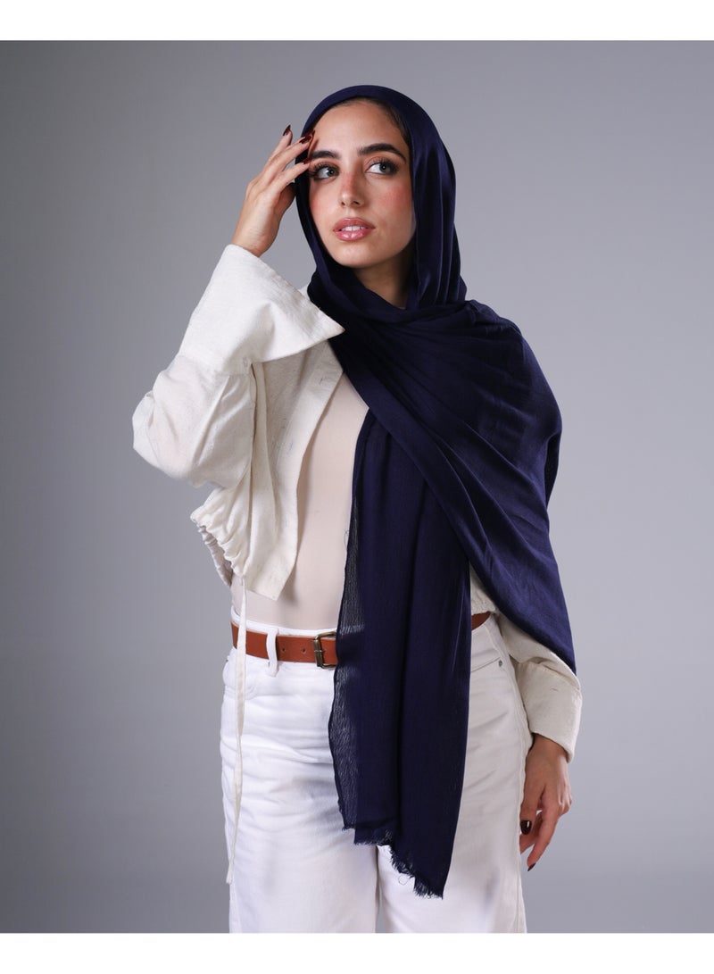 Lavezzi Cotton Sponge Modal Hijab for Women – Soft Breathable Head Scarf – Elegant Modest Fashion Head Wrap (Navy) - Image 1